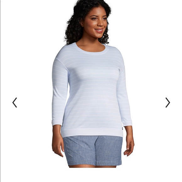 LAND’S END Women’s striped RELAXED FIT  REVERSIBLE TOP.  SIZE LARGE - Picture 1 of 16